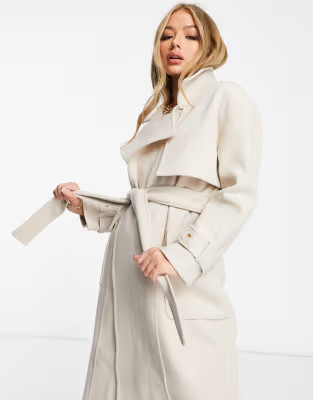 4th + Reckless belted trench coat in cream | ASOS (Global)