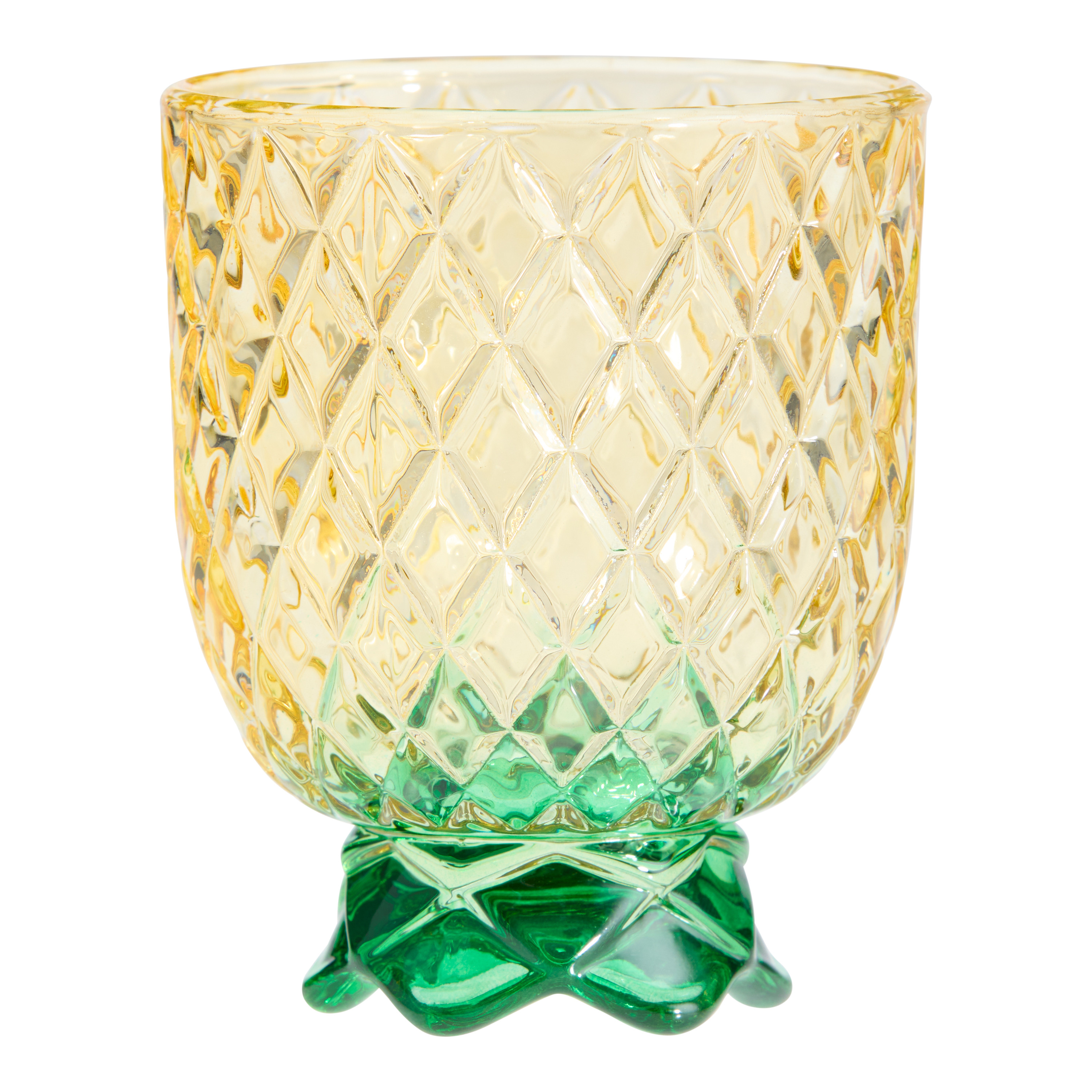 Yellow and Green Pressed Pineapple Cocktail Glass | World Market