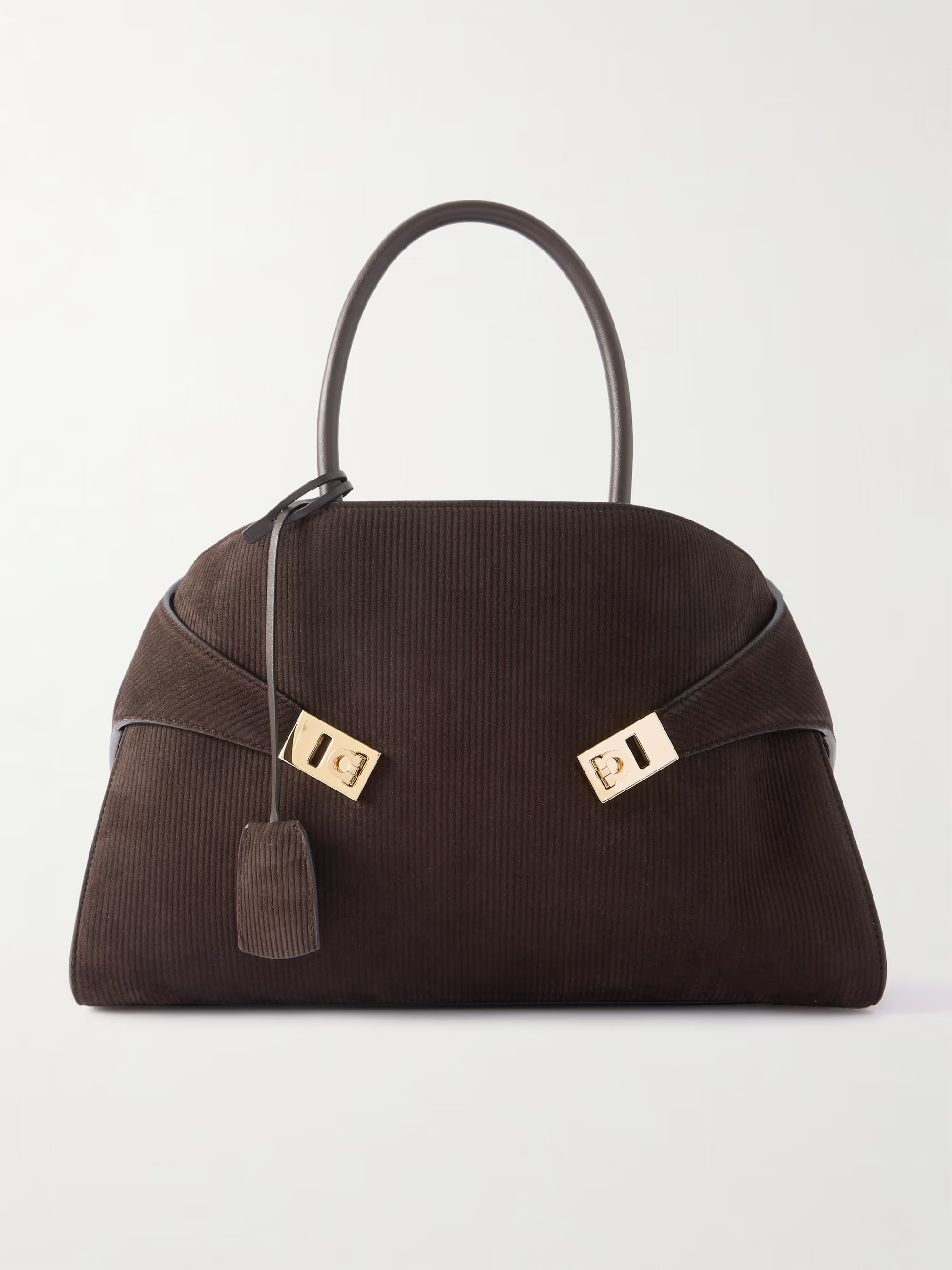 Hug medium leather-trimmed ribbed-suede tote | NET-A-PORTER (US)