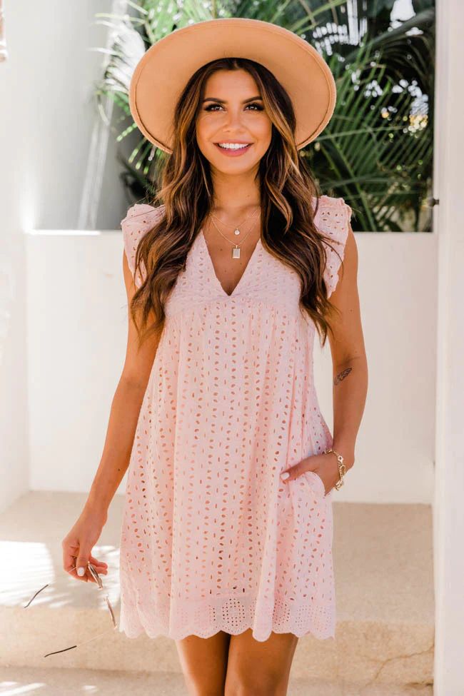 You Found My Heart Blush Lace Dress Romper | The Pink Lily Boutique