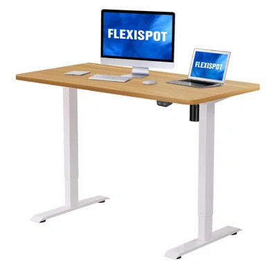 Electric Height Adjustable Standing Desk FlexiSpot Color: Maple/White, Size: 47.6" H x 42" W x 30" D | Wayfair North America