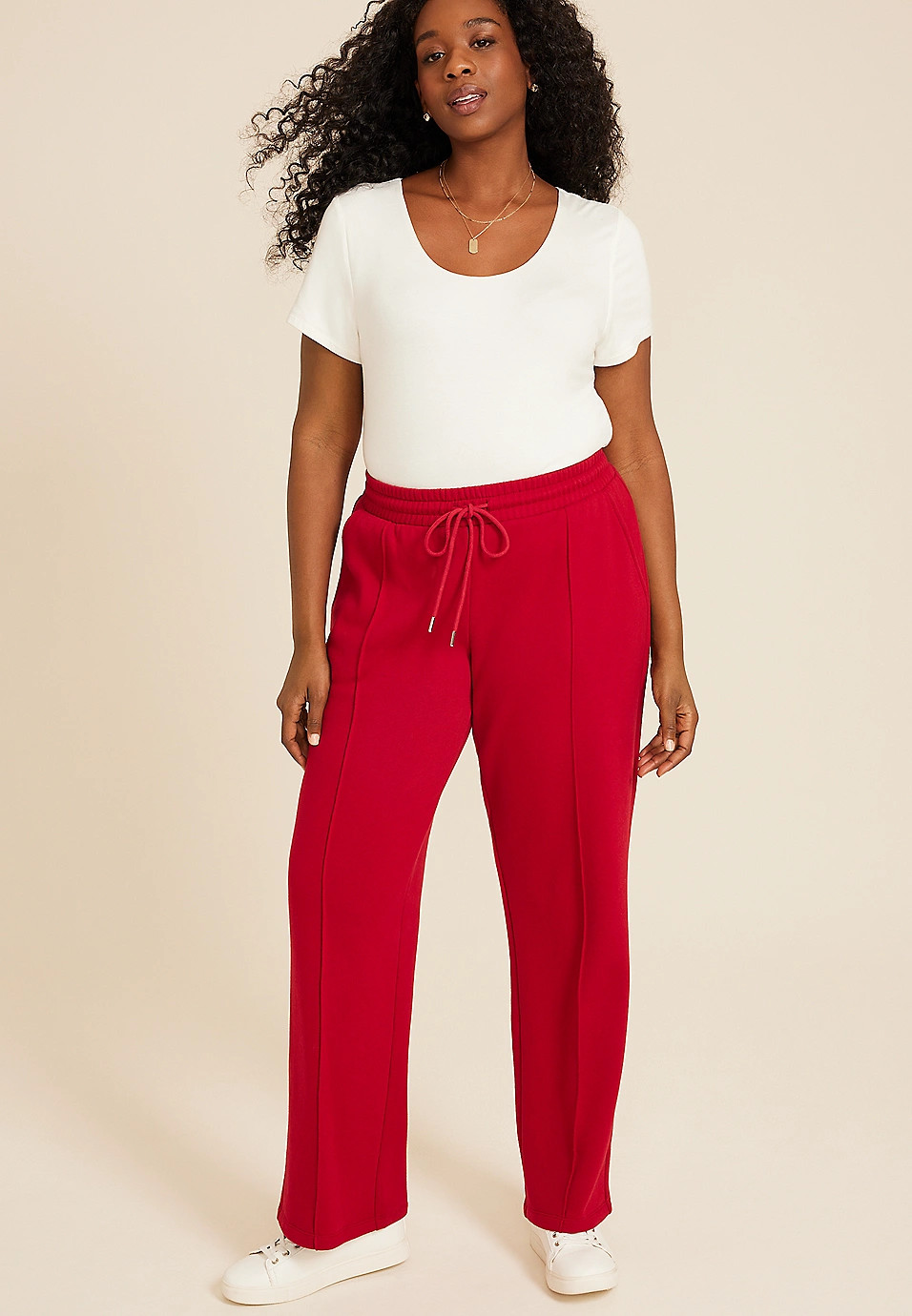 Plus High Rise Fleece Wide Leg Sweatpant | Maurices