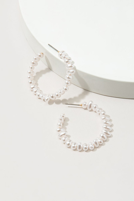 Kristeen Organic Shape Pearl Hoop Earrings | Francesca's