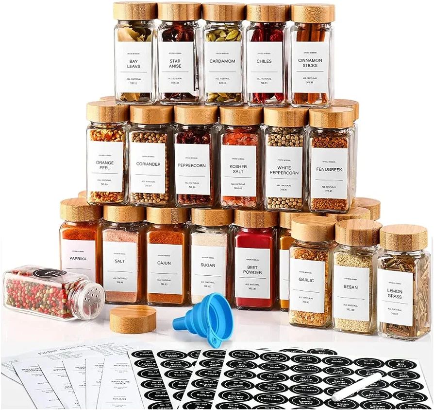 DWTS DANWEITESI Spice Jars with Label-4oz 36 Pcs Glass Spice Jars with Bamboo Lids,Spice Bottles ... | Amazon (US)