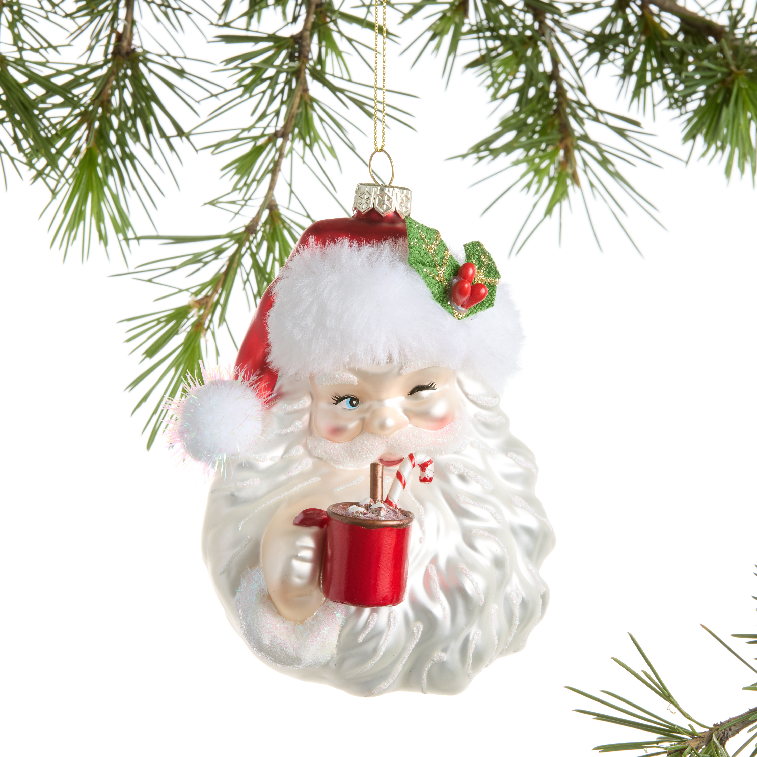 Retro Glass Santa Head Ornament | World Market