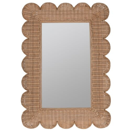Bailey Scallop Rattan Wall Mirror, Natural | One Kings Lane