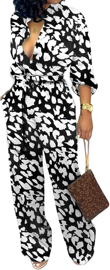 SxClub Jumpsuits for Women Formal Sexy Elegant Long Straight Pants Busineess Party Jumpsuit with ... | Amazon (US)