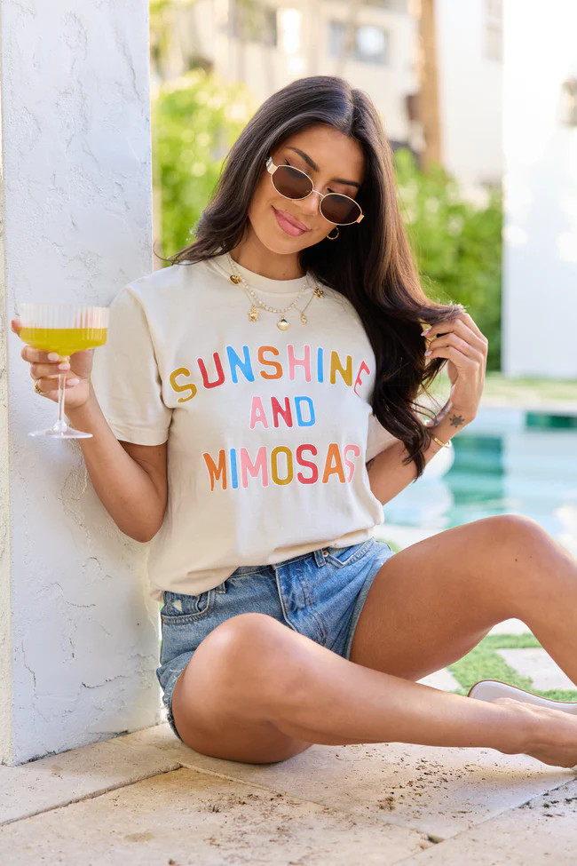 Sunshine And Mimosas Ivory Graphic Tee | Pink Lily