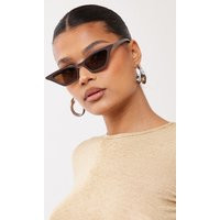 Taupe Slim Pointed Cat Eye Sunglasses | PrettyLittleThing CAN