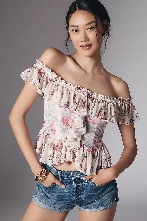Off-The-Shoulder Mesh Top | Anthropologie (US)