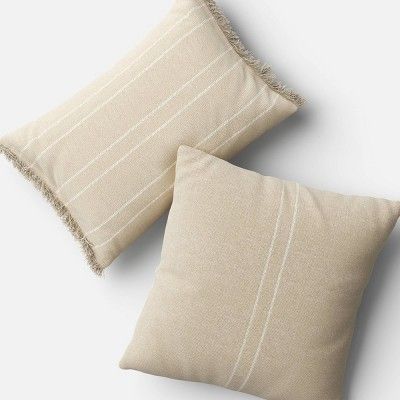 Textured Linen Striped Throw Pillow Neutral - Threshold™ | Target