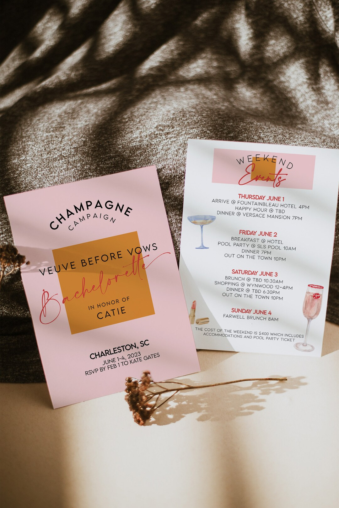 VEUVE BEFORE VOWS, Veuve Bachelorette Invitation Template, Bachelorette Itinerary Digital Templat... | Etsy (US)