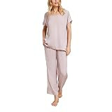 Barefoot Dreams Womens Washed Satin & Tee And Cropped Pant Set, Feather, Medium US | Amazon (US)