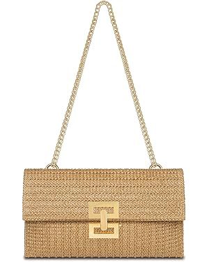 Straw Clutch Purse for Women Designer Evening Handbag Summer Beach Shoulder Crossbody Bag | Amazon (US)