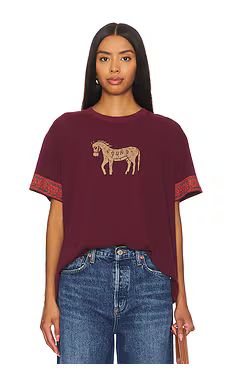 Found Horse Embellished Tee in Burgundy from Revolve.com | Revolve Clothing (Global)