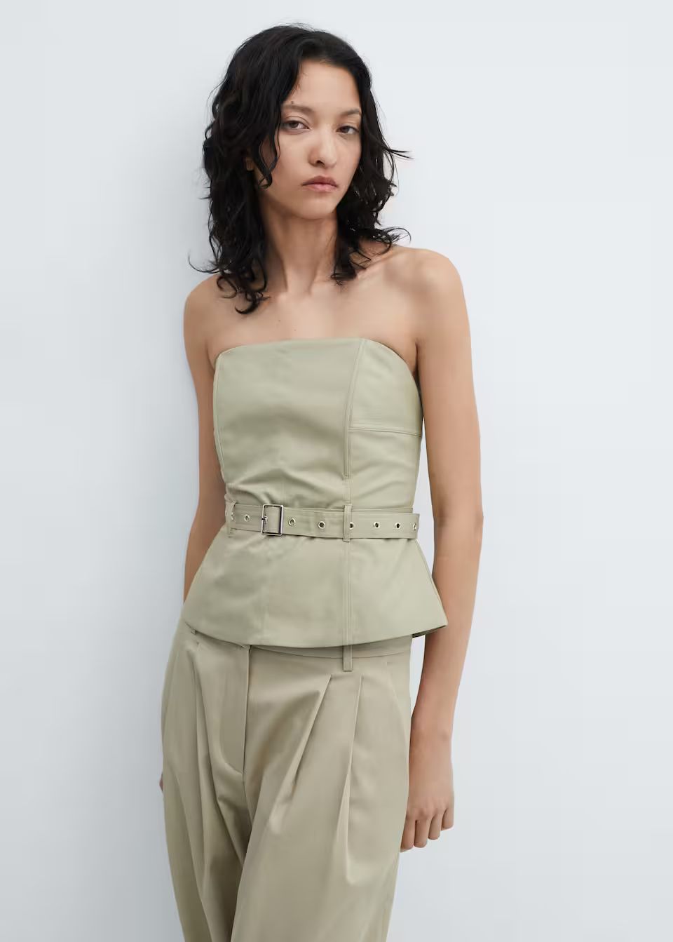 Strapless belted top | MANGO (US)