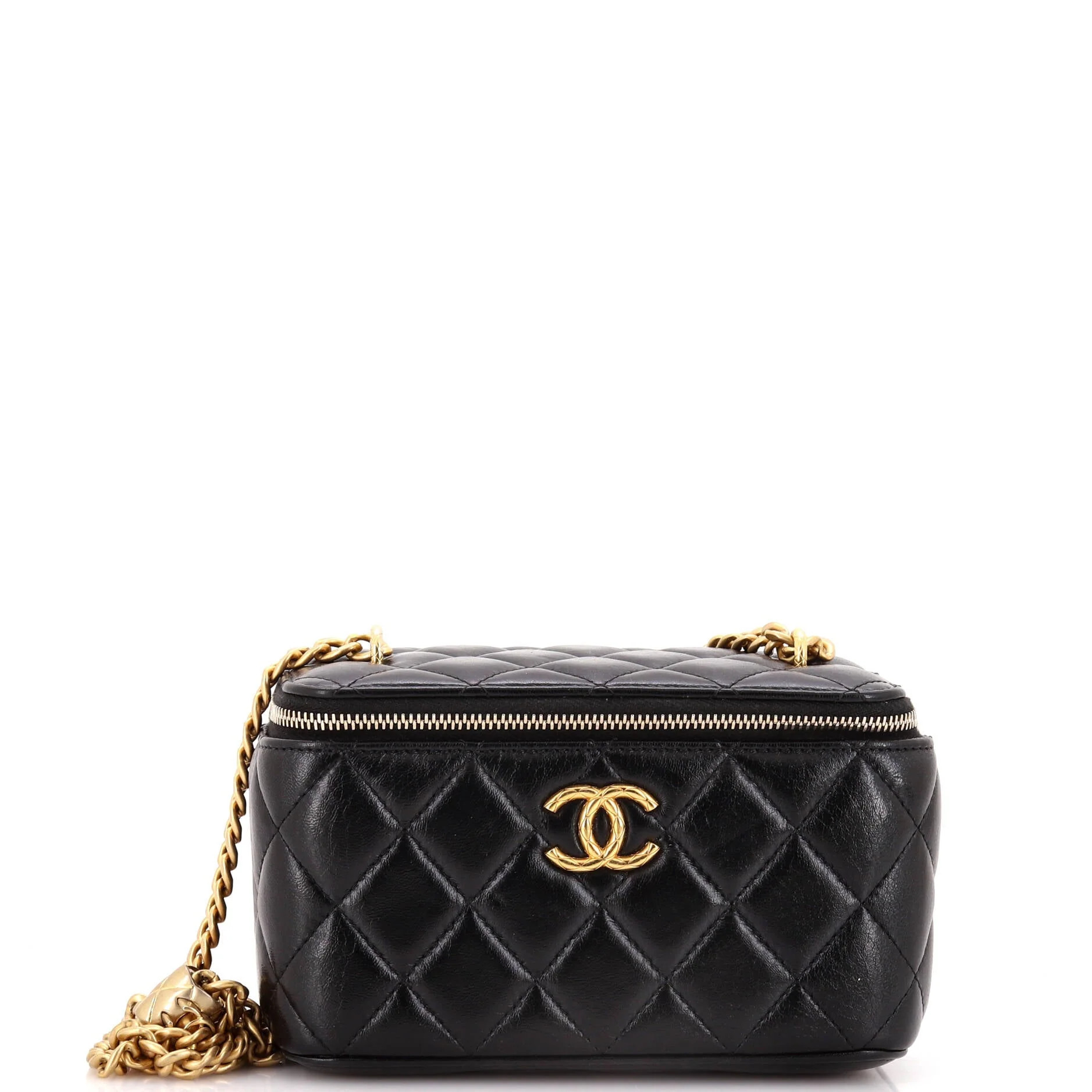 All Slide Long Vanity Case with Chain Quilted Lambskin Small | Shop Simon