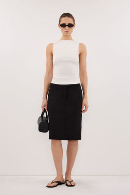AMARA OFF WHITE BOAT NECK KNIT TANK | DISSH
