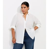 Women's Plus Size White Long Sleeve Shirt Curves New Look | New Look (UK)