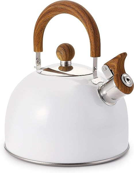 Cedilis Whistling Tea Kettle, Stainless Steel Stovetop Tea Pot, White, 2.64 Quart | Amazon (US)