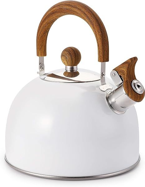 Cedilis Whistling Tea Kettle, Stainless Steel Stovetop Tea Pot, White, 2.64 Quart | Amazon (US)