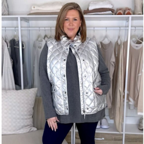 Talbots Plus Size Silver Metallic Puffer Vest | Poshmark