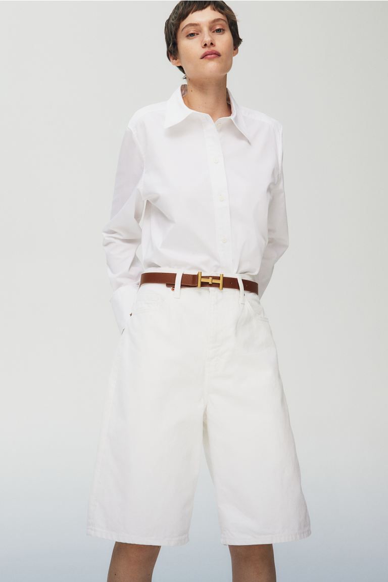 Bermuda Baggy High Denim Shorts - White - Ladies | H&M US | H&M (US + CA)