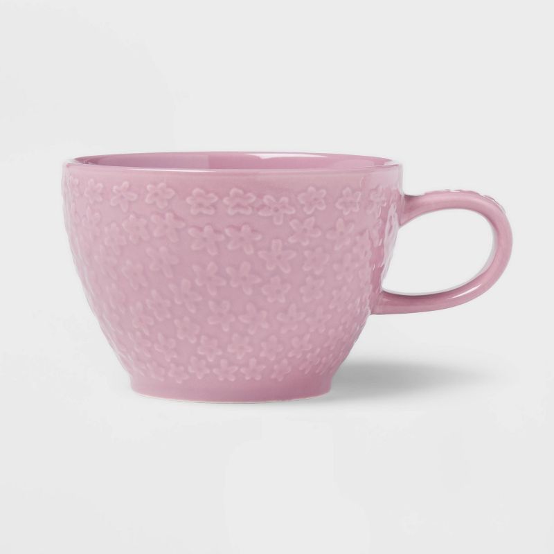 19oz 'In-Mold Floral Pattern Rose Geranium' Latte Mug Pink - Threshold™ | Target