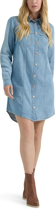 Wrangler Women's Women's Denim Shirt Dress | Amazon (US)