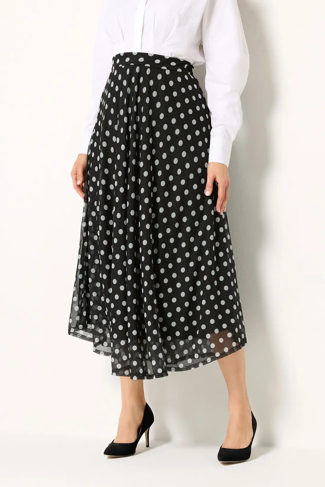 Black Long Tall Sally Tall Spot Mesh Midi Skirt | Boohoo | Boohoo.com (UK & IE)