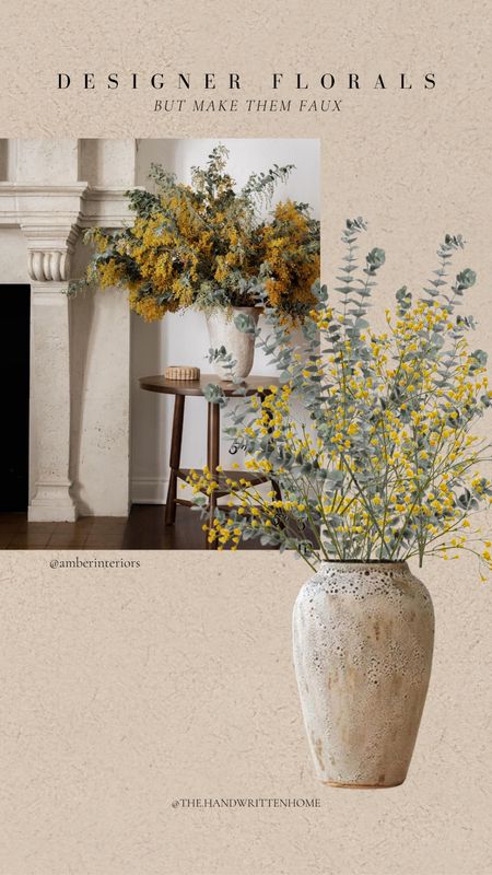 Artificial mimosa branches with urn vase

Artificial Eucalyptus stems
Yellow flower branches
Ceramic vase
Large vase
Amber interiors florals

#LTKHome #LTKSaleAlert