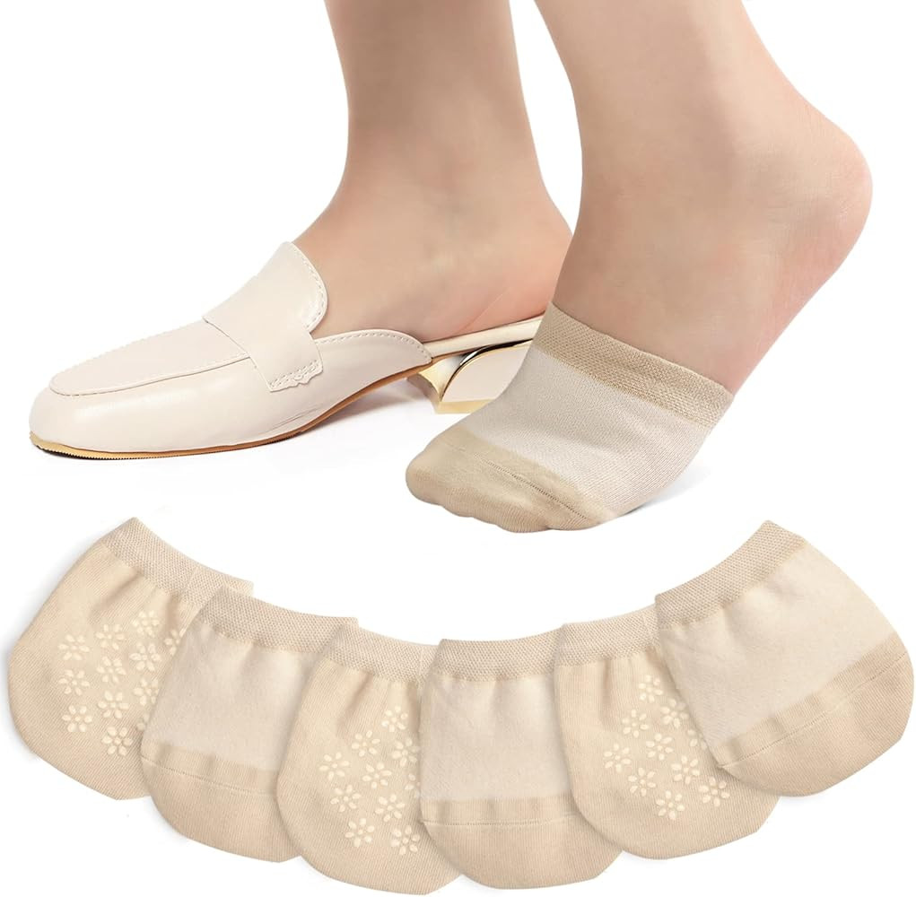 Toe Toppers No Show Liner Half Socks for Women Seamless Grip Non Slip Hidden Toe Covers for Mules... | Amazon (US)