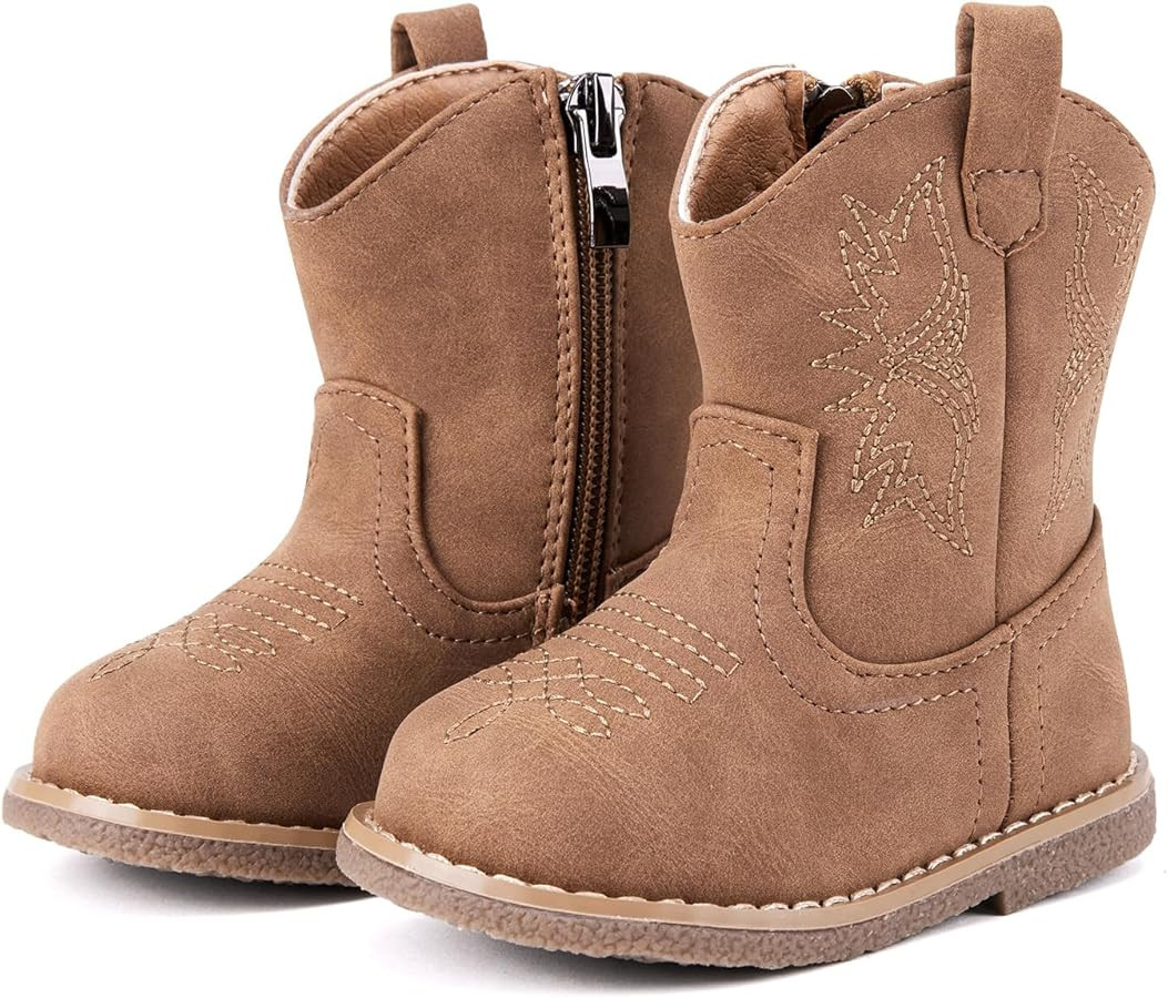 BMCiTYBM Baby Cowboy Cowgirl Boots Infant Western Boots Toddler Boys Girls Round Toe Riding Mid C... | Amazon (US)