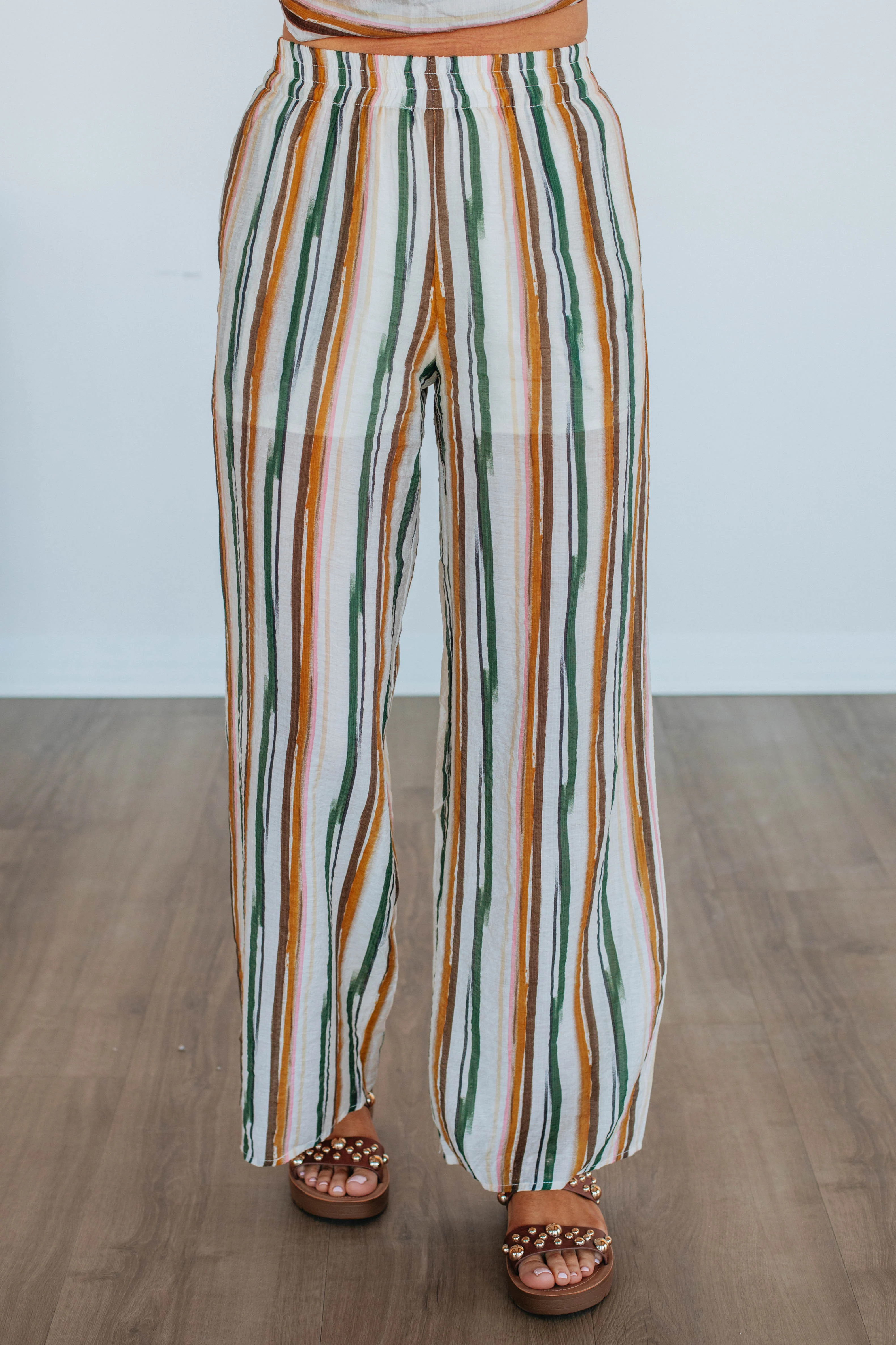 Karey Striped Pants Small | Wild Oak Boutique