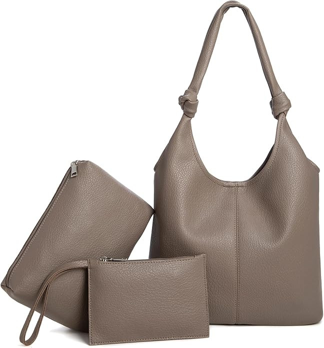 Vegan Leather Hobo Purses set, Slouchy Shoulder Bag Knotted Hobo Bags for Women with a small Purs... | Amazon (US)