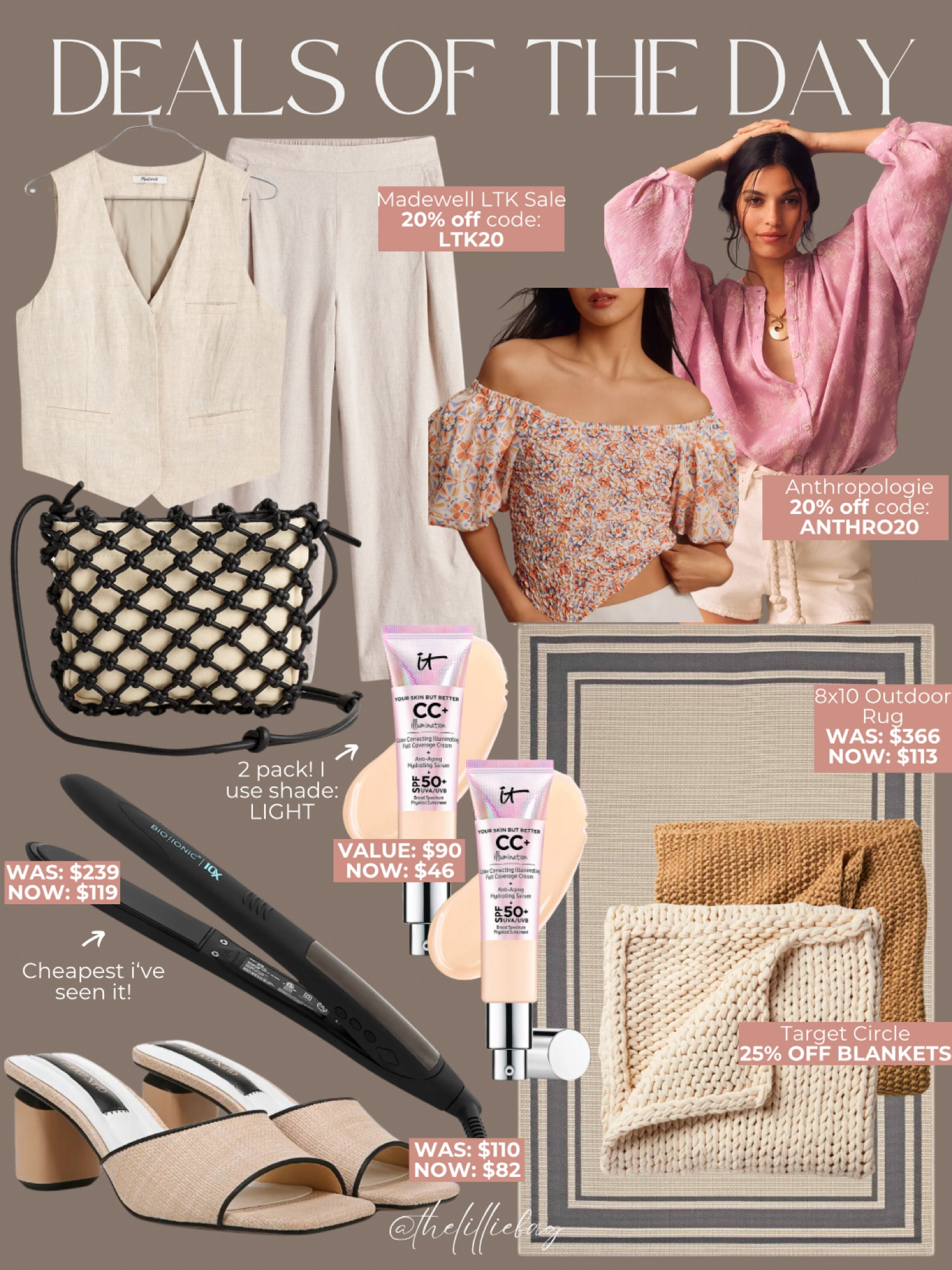 Deals of the day! So many on SALE!
- Madewell LTK sale 20% off in app code: LTK20
- Anthropologie 20% off code: ANTHRO20
- Target circle deals 25% off on bed blankets 
- Sephora 50% off hair deals
- Nordstrom new markdowns

Date night. Mother’s Day gifts. Summer outfit. Work wear. Linen. Sandals. 

#LTKStyleTip #LTKFindsUnder100 #LTKSaleAlert