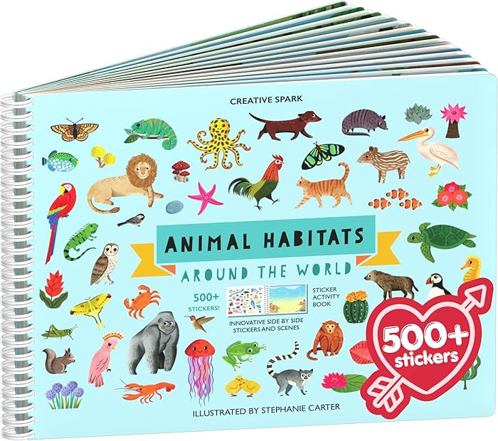 Cupkin Animal Sticker Book Activity for Kids with 500+ Habitat Stickers, Toddler Airplane Travel ... | Amazon (US)
