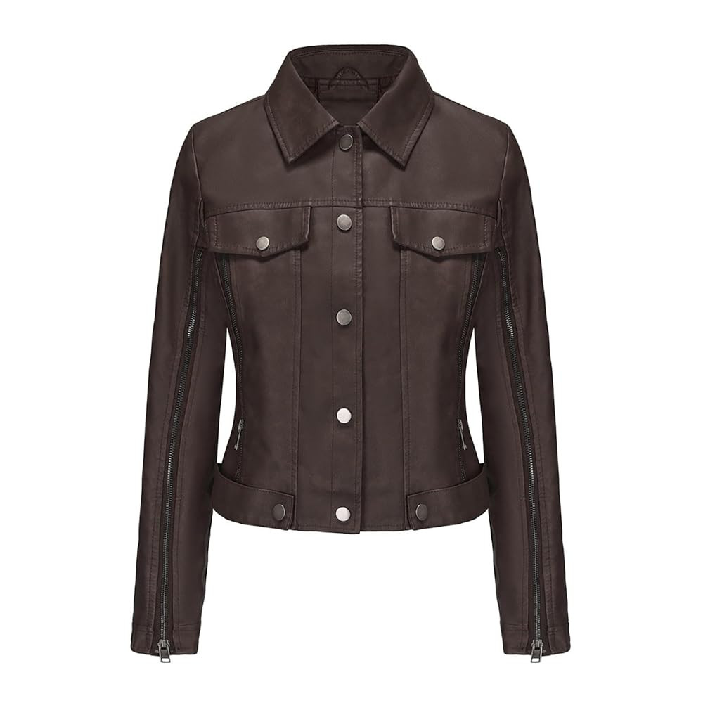 Womens Cropped Faux Suede Jackets 2025 Lapel Long Sleeve Open Front Cropped Leather Jacket Trendy... | Amazon (US)