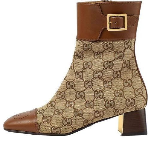 (WMNS) Gucci Ankle boots with GG monogram 'Brown Beige' 700023-21HH0-2582 | KICKS CREW
