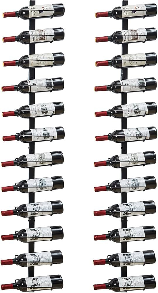 2 Pack 12 Bottle Wall Wine Rack for 24 Wine Bottles, DIY Detachable Wall Mount Wine Rack, Wine St... | Amazon (US)