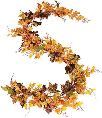 DearHouse 2 Pack Fall Garland Maple Leaf, 6.5 Ft/Piece Hanging Vine Garland Artificial Autumn Fol... | Amazon (US)