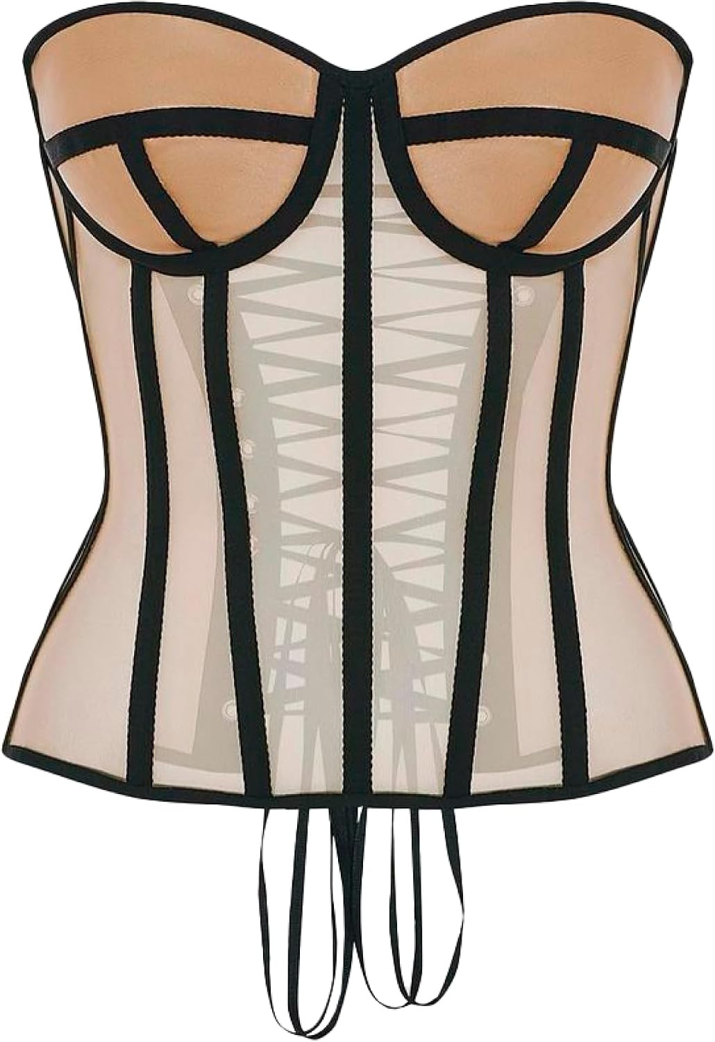 Perfect Corset NYC OVERBUST Mesh Corset Top Lace up Corset with 15 Steel Boned | Amazon (US)