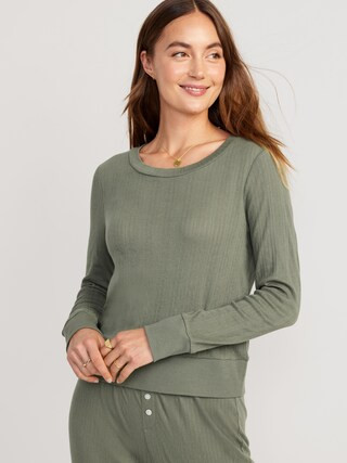 Pointelle-Knit Cropped Pajama Top for Women | Old Navy (US)