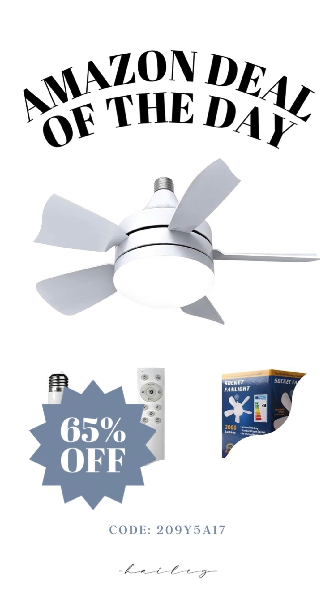 65% off Bestselling Socket Fan Light. 20% off Code: 209Y5A17+ 45% Coupon. $17.35 ($Reg. $49.57)
Amazon Home Deal of the day! 9/8

#LTKSaleAlert #LTKVideo #LTKHome