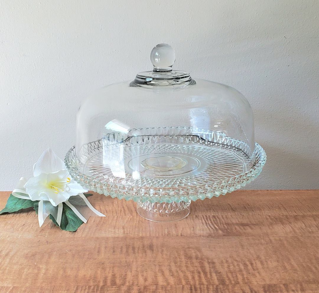 Pedestal Glass Cake Stand With Dome Cake Plate Holds 11 - Etsy | Etsy (US)