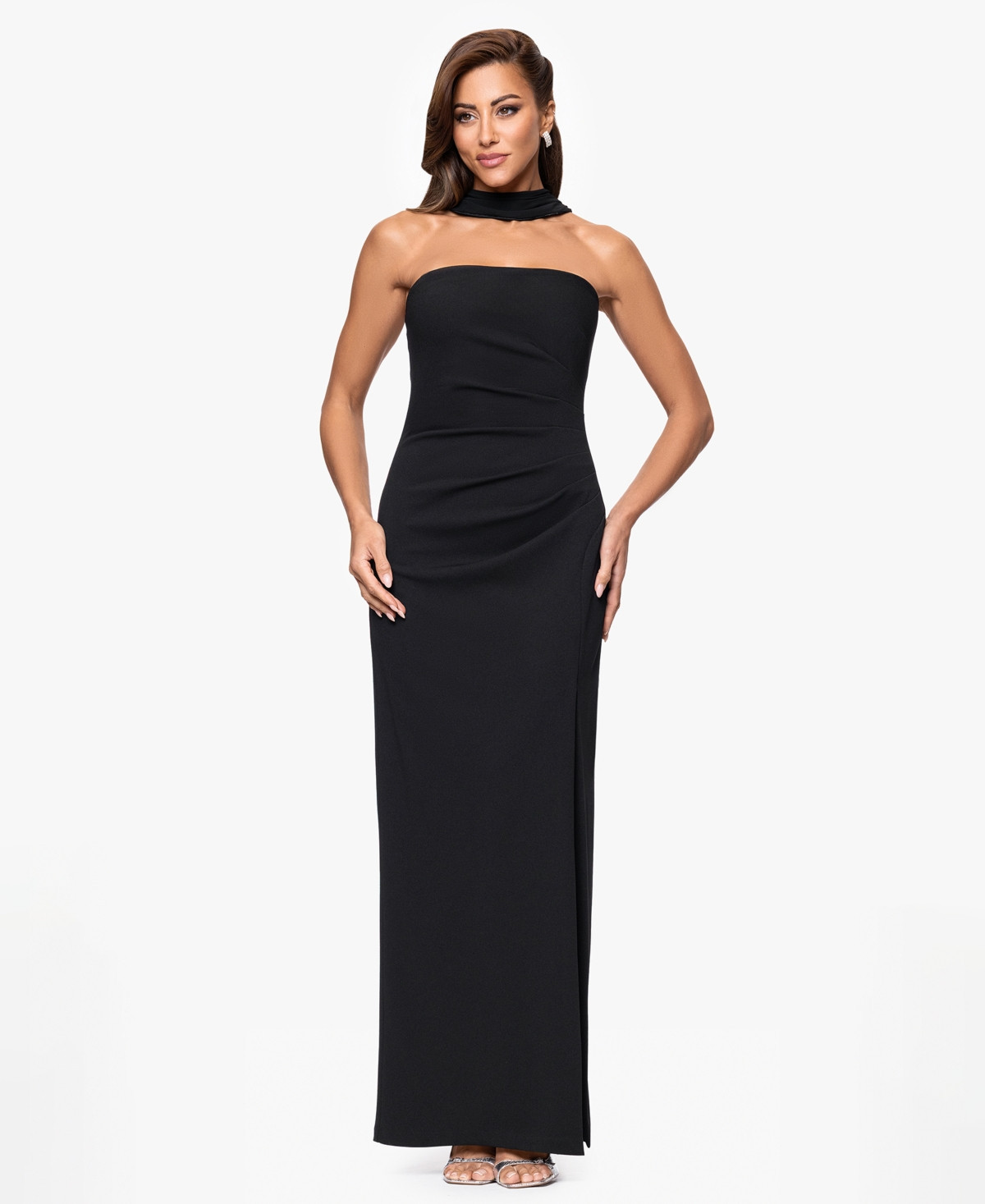 Xscape Women's Strapless Long Dress - Black | Macy's