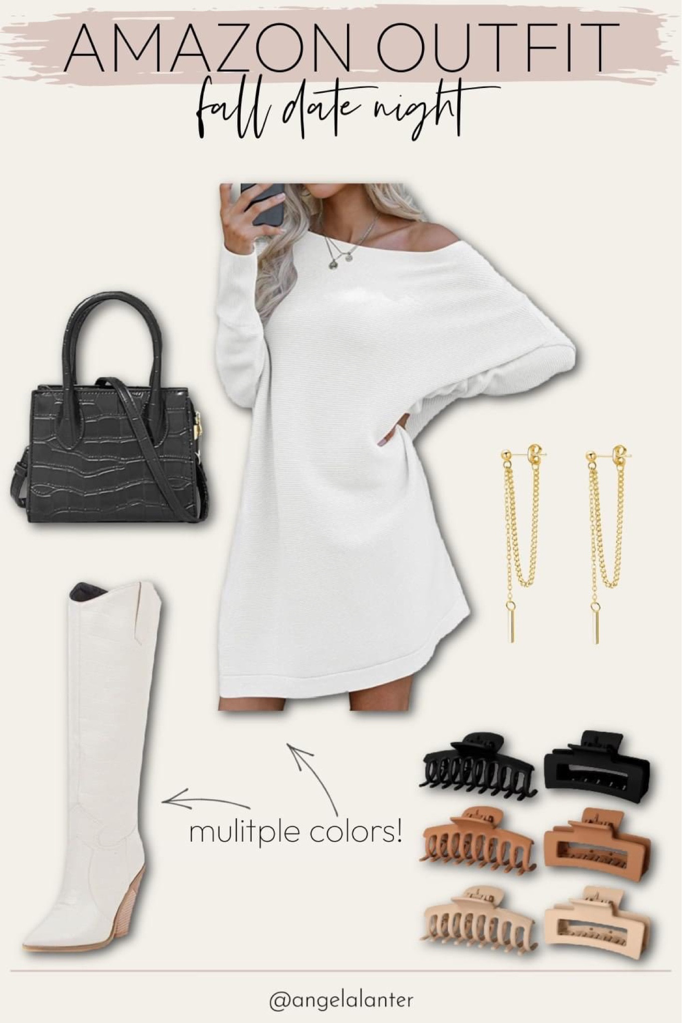 Fall date night look from Amazon 🤍 cutest sweater dress and cowboy boots both come in multiple colors. Everything under $40 🙌🏼

#sweaterdress #founditonamazon #angelalanter

#LTKsalealert #LTKunder50 #LTKSeasonal