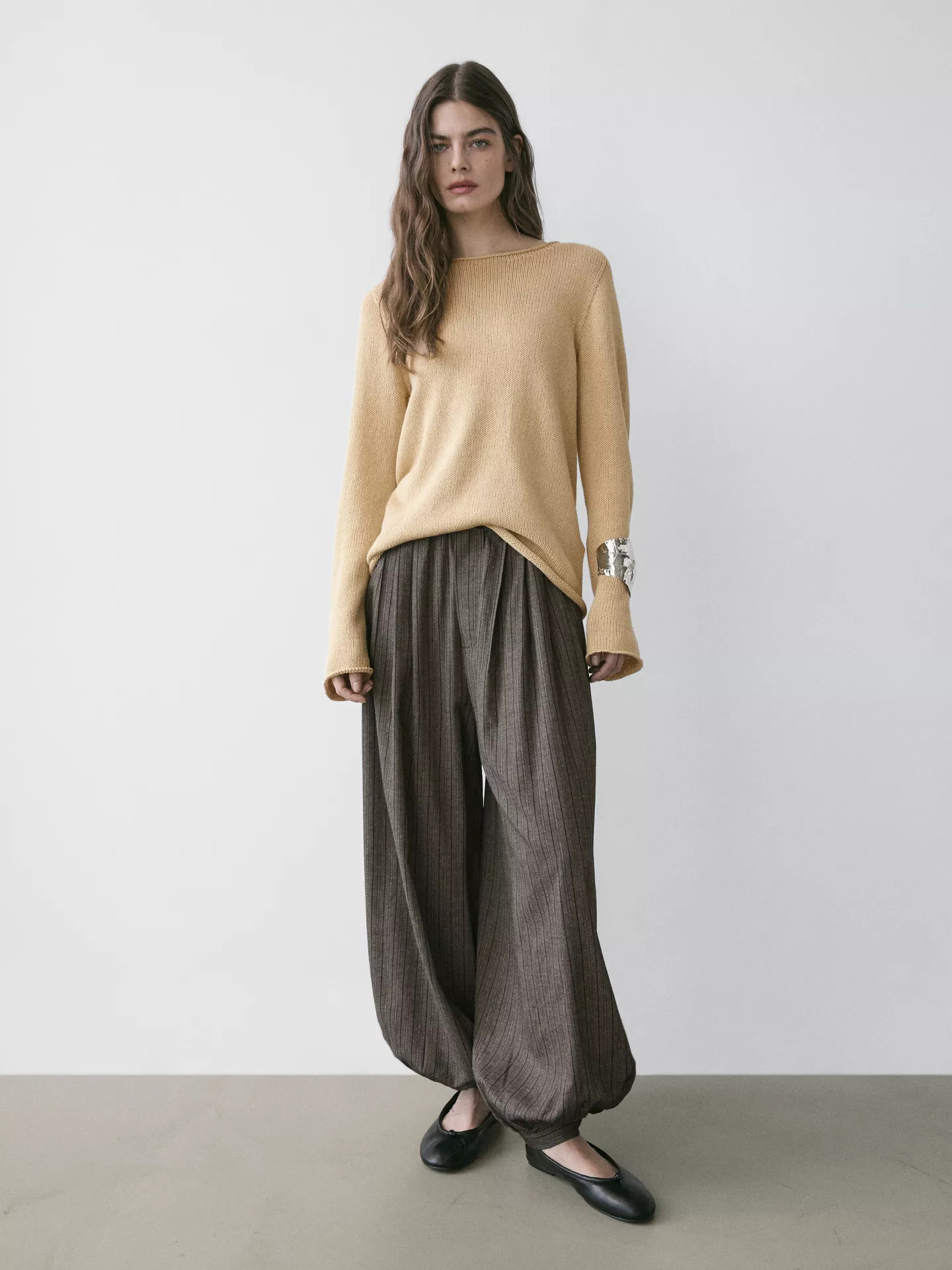 Fließende Ballonhose mit Streifen | Massimo Dutti DE