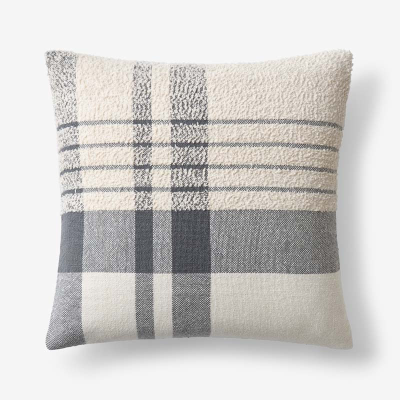 Textured Boucle Decorative Square Pillow Cover - Charcoal Gray, 20 in. x 20 in. - Beige/Gray, Size 20 x 20, Cotton | The Company Store | The Company Store