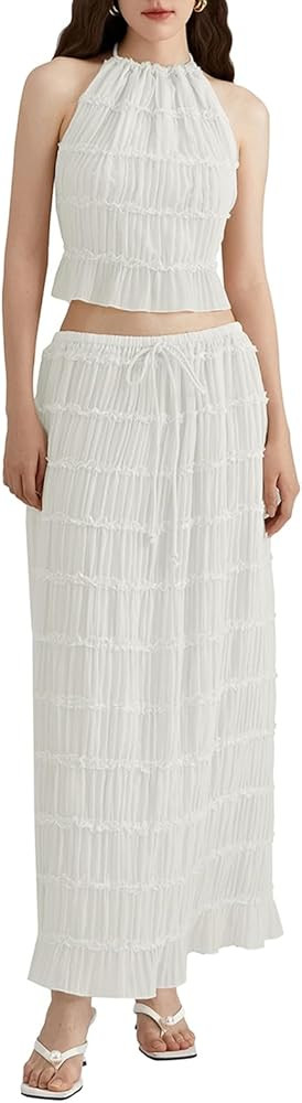 Sastianaen Women Sexy Mini Skirt Set Y2k Strapless Tube Top Bodycon Skirt 2 Piece Outfits Dress S... | Amazon (US)